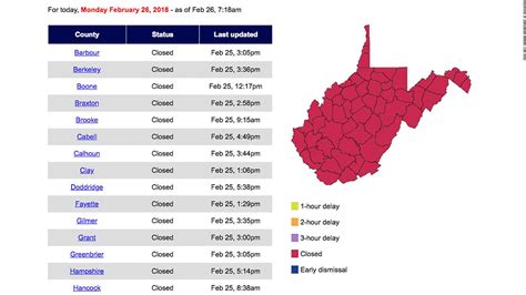 Training and Certification Options for MAP West Virginia School Closings Map